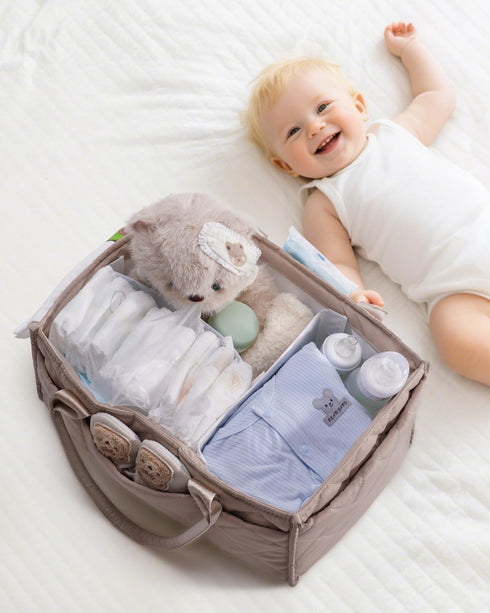 CEI-CEI Baby Diaper Caddy Organizer with Handle, Large Portable Nursery Storage Basket for Newborn Essentials, Changing