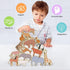 Xylolin Wooden Zoo Animal Blocks Stacking and Balancing Toy, Toddler Wood Animal Figures Blocks Imaginative Play