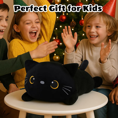Mommy 4 Tummy, SQEQE Black Cat Stuffed Animal with Babies Cat in her Cute Black Cat Plush Toys for Kids, Gifts Ideal