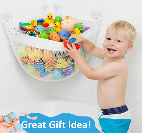 6 Bath Toy Storage Organizer for Bathtub Large Mesh Bath Toy Holder & Bath Toy Net, Corner Bathtub Toy Storage Bag