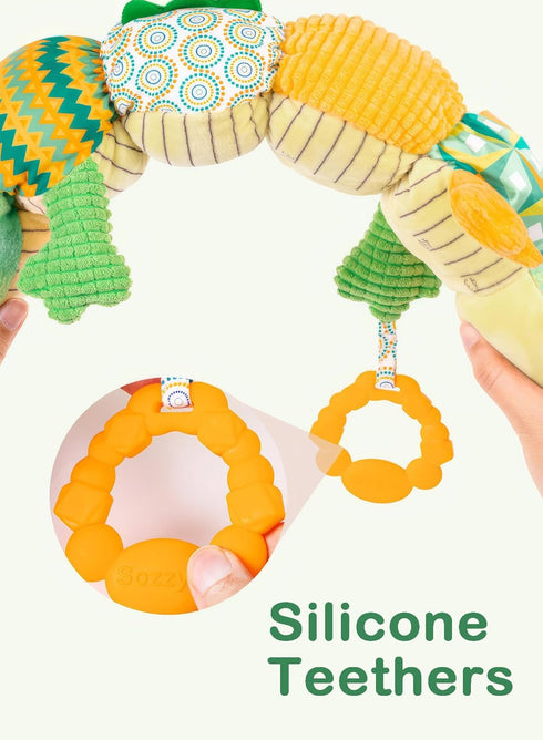 Infant Musical Stuffed Animal Toys - Activity Soft Sensory Toy with Teething Toys, Crinkle Sound, Rattles
