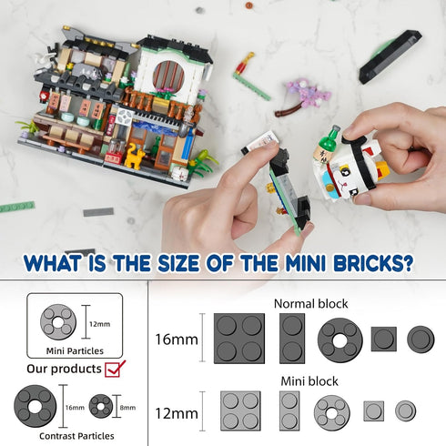 Set, 809 6-12 NEWABWN Japanese Street View Izakaya Shop Mini Building Blocks, MOC Creative Cute Japanese Toys Model PCS