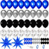 Blue Black Silver Balloon garland kit,135PCS Black and Blue Silver Balloon for Video Game Birthday Graduation Party Baby Shower Decorations