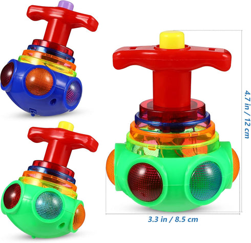 TOYANDONA 3 Pcs LED Light Up Spinning Top Toys, Flashing Music Spinning Tops for Kids Birthday Party Favors