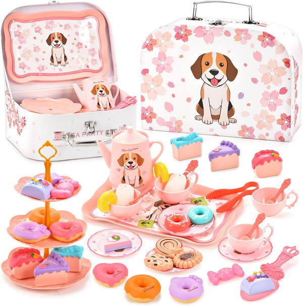 Lajeje Dog Toys for Kids Plastic Tea Party Set for Toddlers &