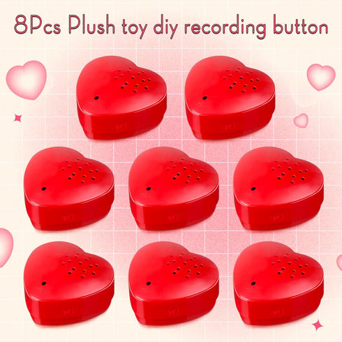 Jerify 8 Pcs Valentine's Day Voice Recorder for Stuffed Animal, 40 Second Heart Shape Audio Device