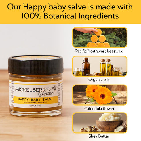 Mickelberry (1 oz) Gardens Herbal Baby Salve Organic Diaper Rash Cream with Calendula & Beeswax Natural Soothing