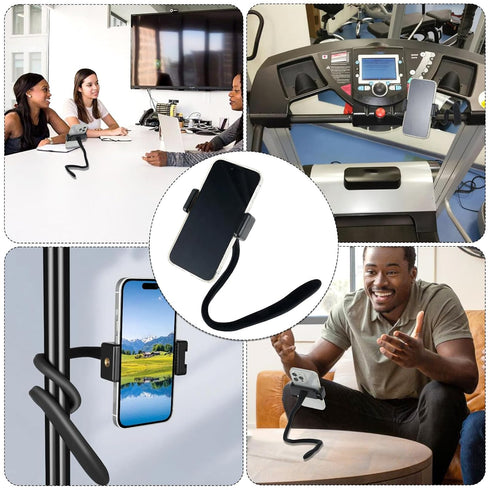Apausvcm Stroller Phone Holder, Portable Flexible Cell Phone Holder Stand with Non-skidding Arm Grip Soft Alloy Phone