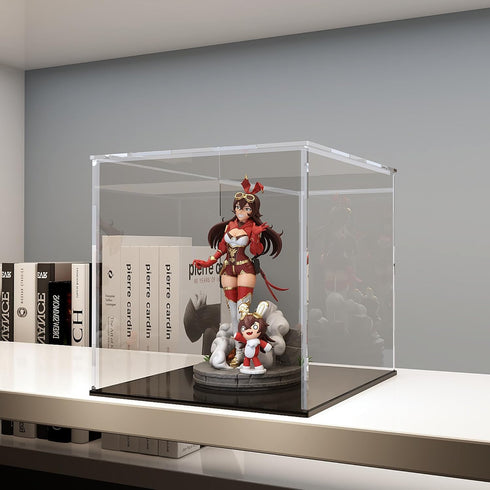 CANCLEAR 8-inch Acrylic Display Case for Collectibles and Toys, Versatile Clear Acrylic Display Box with Black Base