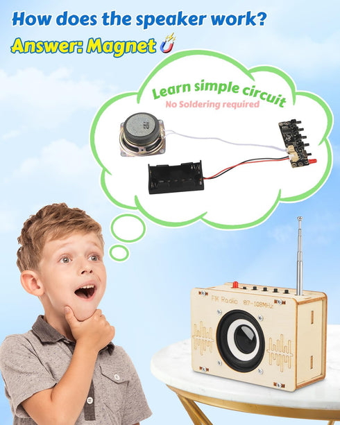 Poraxy 8-12 12-14, 8-10, 9 11 13 15 16+ Science Kits for Kids Age STEM Kits Build Your Own FM Radio Kit, Electronic DIY