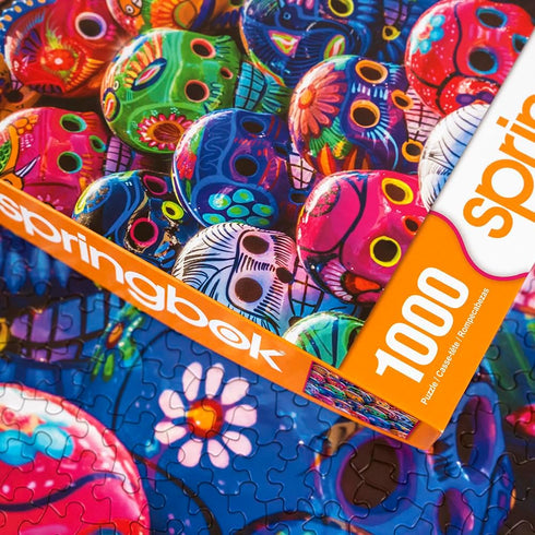 Springbok's Sugar Skulls 1000 Piece Jigsaw Puzzle - Colorful Display of Painted Skulls, Mexican Folk Art