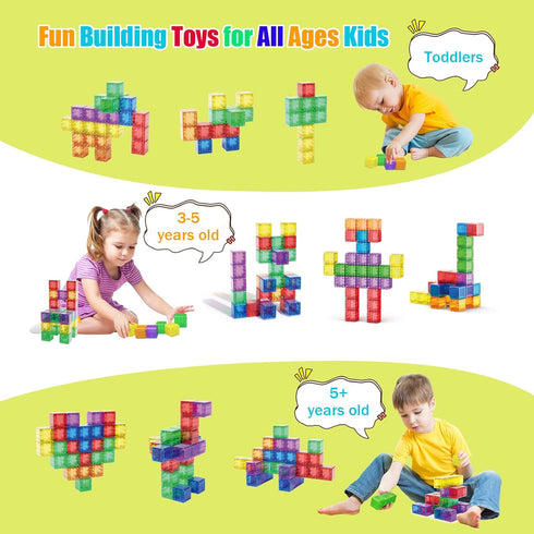 48PCS Magnetic Blocks, 1.38 inch Building Blocks for Toddlers, STEM Toys for Kids, Montessori Toys for 2-6+ Year Olds