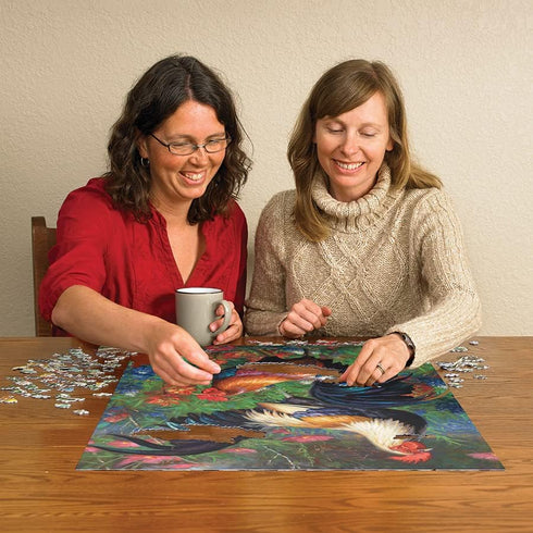 Cobble Hill 1000 Piece Puzzle - Roosters - Sample Poster Included