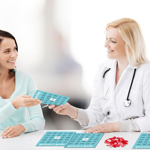 Simgoing 24 600 Recovery Bingo Game with Cards and Cross Chips Questions Recovery Bingo for Adults Addiction Group