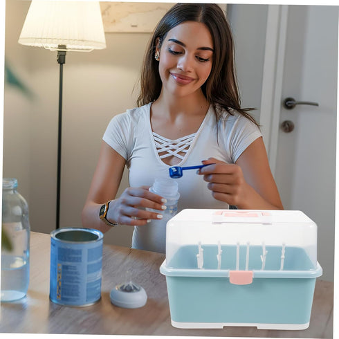 Large Capacity Bottle Drying Box with Pacifier Storage Rack Portable Breastfeeding Supplies Organizer for Cups