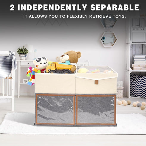 2 Pack Closet Large Toy Storage Box with Clear Lids Collapsible Toy Organizer Chest with Adjustable Dividers Kids