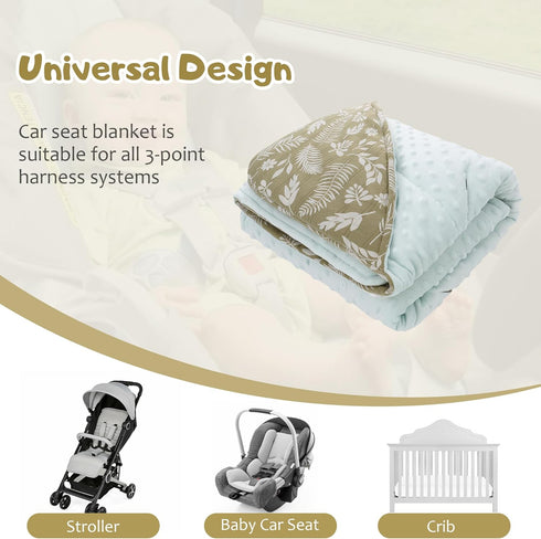 amo nenes 3.5 35.4"x35.4" Winter Car Seat Blanket for Babies, TOG Warm Minky Dot Carseat Swaddle Blankets for Infants