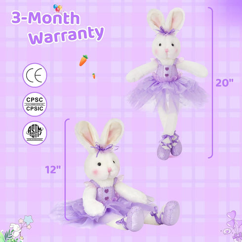 20 WEWILL Ballerina Bunny Stuffed Animal Ballet Rabbit Doll Adorable Soft Long Legs Plush Toys Girls Gift on Easter