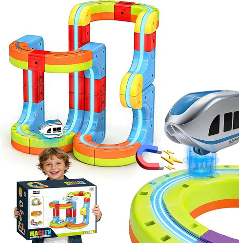 HEXIMANX 3D Infinity Cube Track Magnetic Electric Train Set for Kids 4 6