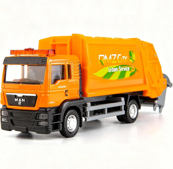BDTCTK Man Garbage Truck Toy - Zinc Alloy Die-Cast Pull-Back Model Car, Festive
