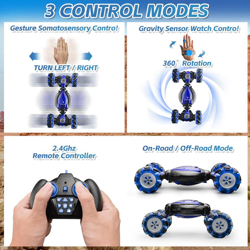 8-12, 360 4WD Remote Control Car for Boys Gesture & Hand Motion Control RC Car, Spins & Drifting Stunt, All-Terrain