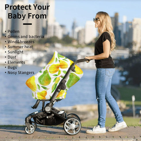 Schgap Pears Leaves Car Seat Cover for Babies Nursing Cover Breastfeeding Baby Carrier Covers Carseat Canopy for Shower