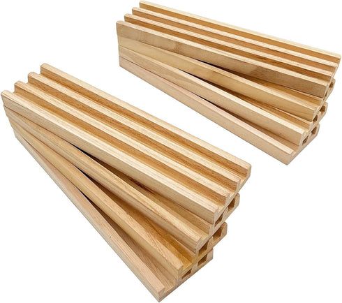 SUTIMSHE Set 8 Wooden Domino Racks/Trays of Natural Domino Trays Holders Organizer for Mexican Train Chickenfoot
