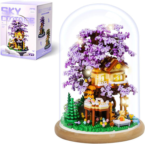 DIY Flower Building Toy Sets Miniature Cherry Blossom Tree House Building Kit,