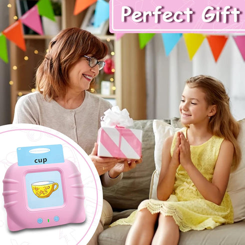 Talking Flash Cards for Toddlers - Montessori Educational Toys - Learning Flashcards Age 2 3 4 5 6 - Pink