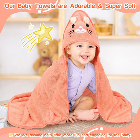Sublaga 4 32x32 PCS Hooded Baby Towels, Soft Baby Towel, Absorbent Baby Bath Towel, Baby Towels and Baby Washcloths
