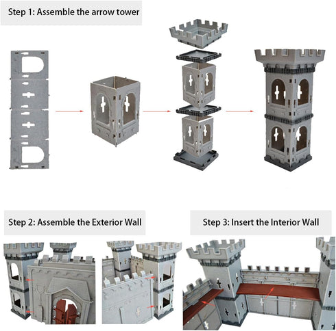 Medieval Castle Knight Military Soldiers Set, Army Men Action Figures Toy Soldiers DIY Castle Building Set with Pirate