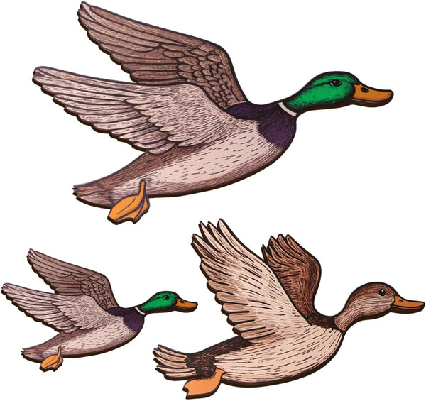Lumncomfor 3PCS Wooden Mallard Duck Hunting Wall Decor Vintage Farmhouse Wall Art,
