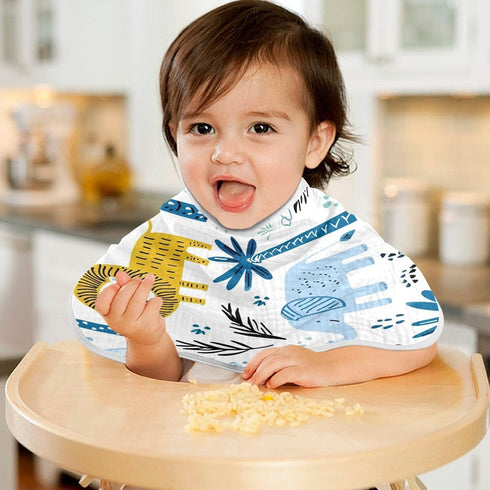 Bulletgxll Set 4, Cartoon Lions Unisex Baby Burp Cloths of Soft Absorbent Organic Cotton Muslin Burping Cloths