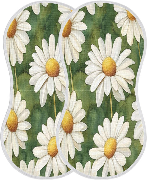 YETTASBIN Daisy Flower Muslin Baby Burp Cloth, Super Soft Absorbent Cotton Burp Rag Baby Bibs Feeding Cloth for Newborn