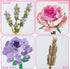 Sets 8+ 8-12 (393PCS) Chodia Flower Bouquet Building Blocks for Adults Mini Pink Rose Lavender Botanical Toys Kits