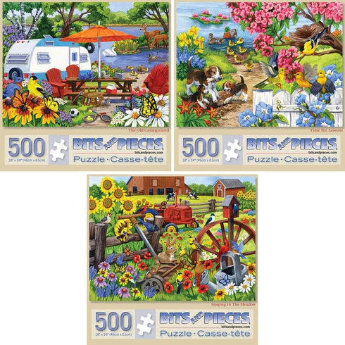 Bits and Pieces Value Set of Three (3) 500 Piece Jigsaw Puzzles for Adults by Artist Nancy Wernersbach