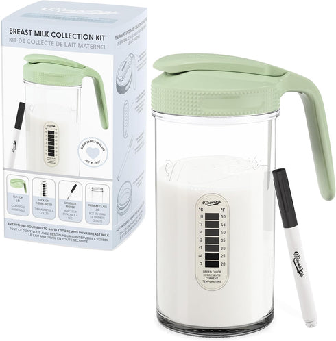 Masontops Breast Milk Storage Kit - 24oz Airtight Mason Jar with Handle,