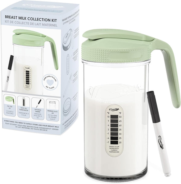 Masontops Breast Milk Storage Kit - 24oz Airtight Mason Jar with Handle,