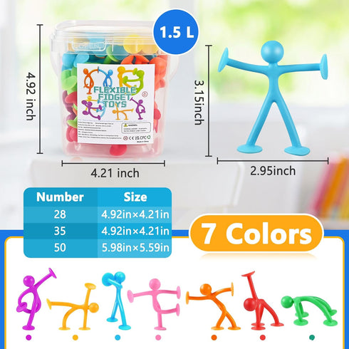 28 Pack Set 3+, GOLDGE Suction Cup Fidget Toys Sensory - Pop, Pull & Stick Travel Sensory Toys for Kids with Autism
