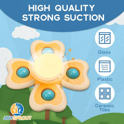 Spinner Toys for Babies - 4pcs Baby Spinners with Suction Cups for Sensory Development & High Chair