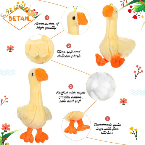 6 Pieces Goose Stuffed Animal: 6.3 Inch Plush White Light Yellow Toy, Soft Doll Birthday Gift