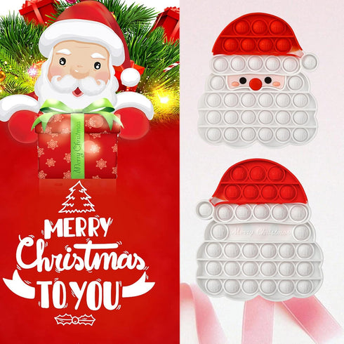 AIZIXIN Christmas Pop Bubble Fidget Sensory Toys, Santa Claus Squeeze Sensory Toys, Christmas Novelty Gifts for Kids