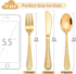 LIANYU 12-Piece Kids Gold Silverware Set, Stainless Steel Toddler Utensils, Hammered Metal Preschooler Flatware Cutlery Set, Children Tableware Includes Knives Forks Spoons, Dishwasher Safe by LIANYU