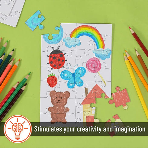 Mr. Pen- Blank Puzzle, 8 Pack, 28 Pieces/Pack, 5.5 x 8.1 Inches, White, Blank Jigsaw Puzzle Pieces to Draw on