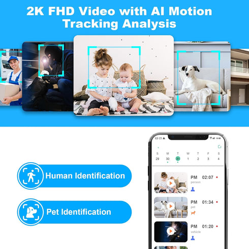 Cloarks 2K 2-Way 24/7, 2 Pack Pan/Tilt Security Camera, WiFi Indoor Camera for Home Security with AI Motion Detection