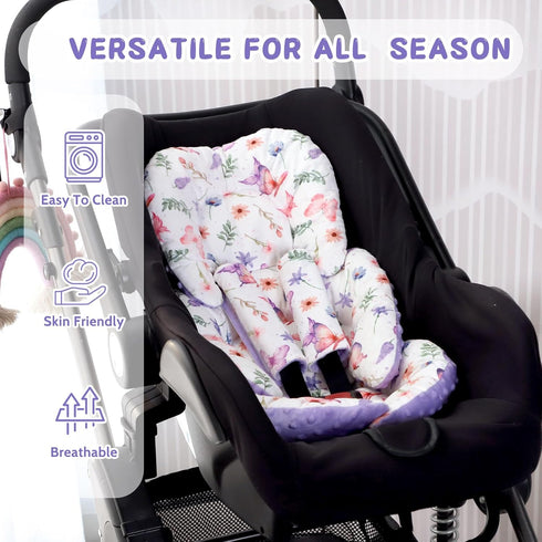 Pack Set Pea Pod of Baby Car Seat Head Support and Nursing Pillow Cover with Beautiful Buitterfly Patterns