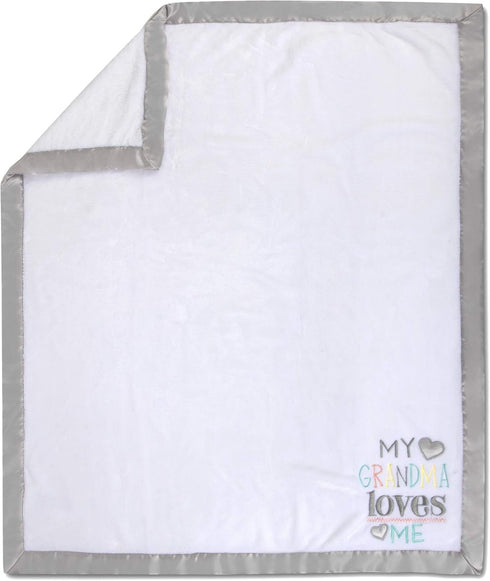 30x40 Fleece Baby Nursery Blanket with Satin Trim for Boys, Girls, and Unknown Gender Baby (Grandma's Love)