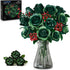 PLAXSOON Flowers Bouquet Building Set with Lights, Mother's Day 16 Green Roses