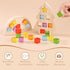 Set 24 3-6 Woodtoe Wooden Building Blocks for Kids, Rainbow & Christmas Tree Wood Frame - PCS Acrylic Gem Cubes