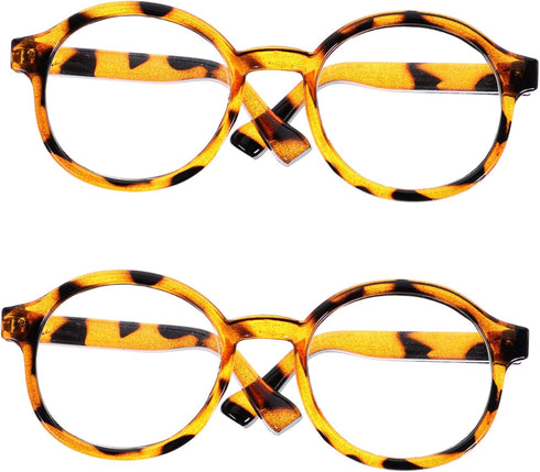 Toyvian 2pcs Clear Glasses for Kids DIY Doll Supplies, Round Retro Decorative Glasses